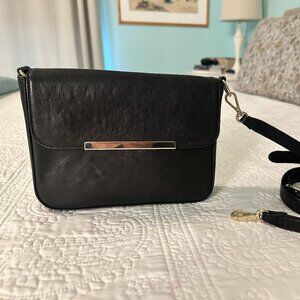 Small Leather Crossbody Bag - Black